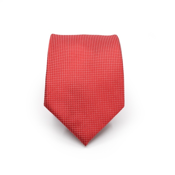 BRIONI Silk Micro-Check Motif Tie in Bright Red - Picture 1 of 9